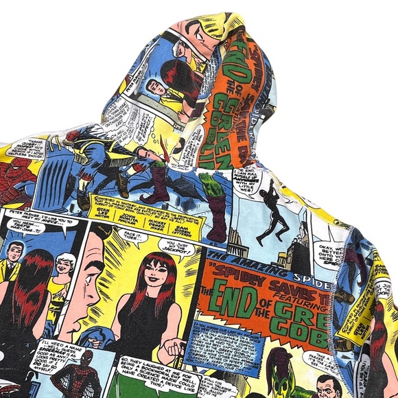 Vintage Y2K Marvel New Era Spider-Man End of Green Goblin All Over Hoodie Mens L - Picture 6 of 13